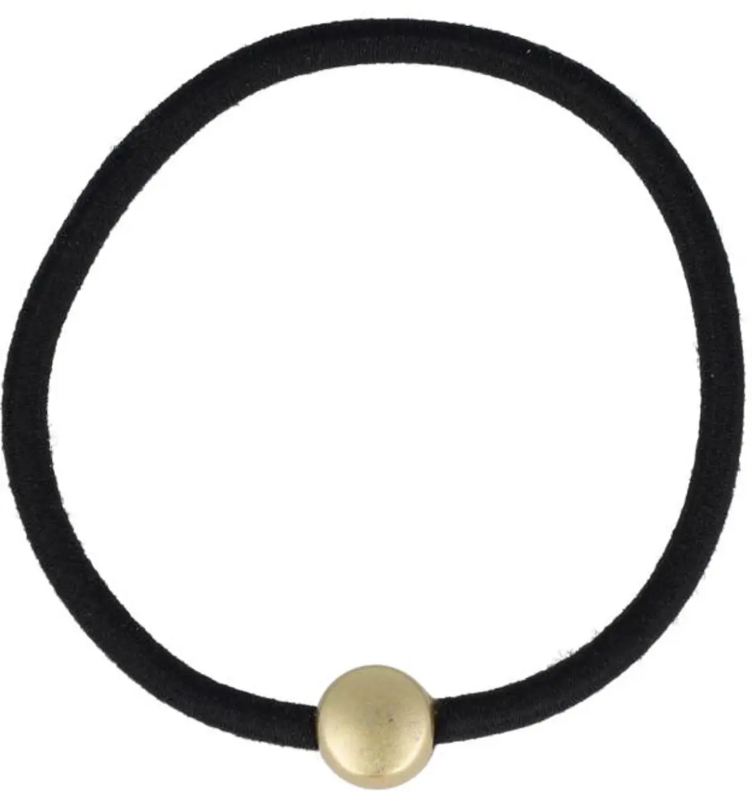 Haarsoires Haarelastieken Kraal 1cm Zwart Goud - 4 Stuks