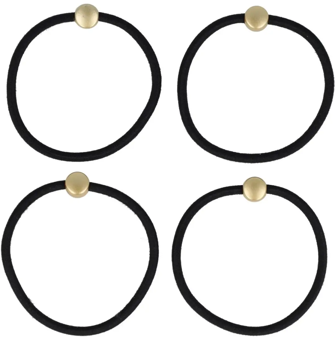 Haarsoires Haarelastieken Kraal 1cm Zwart Goud