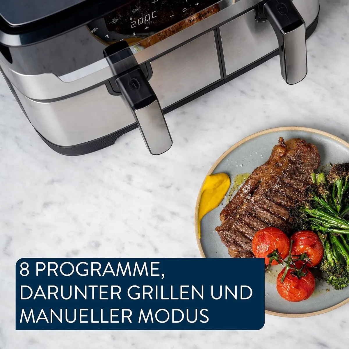 Tefal Jamie Oliver EY90JDE1 Dubbele Airfryer 2700W - Roestvrijstaal