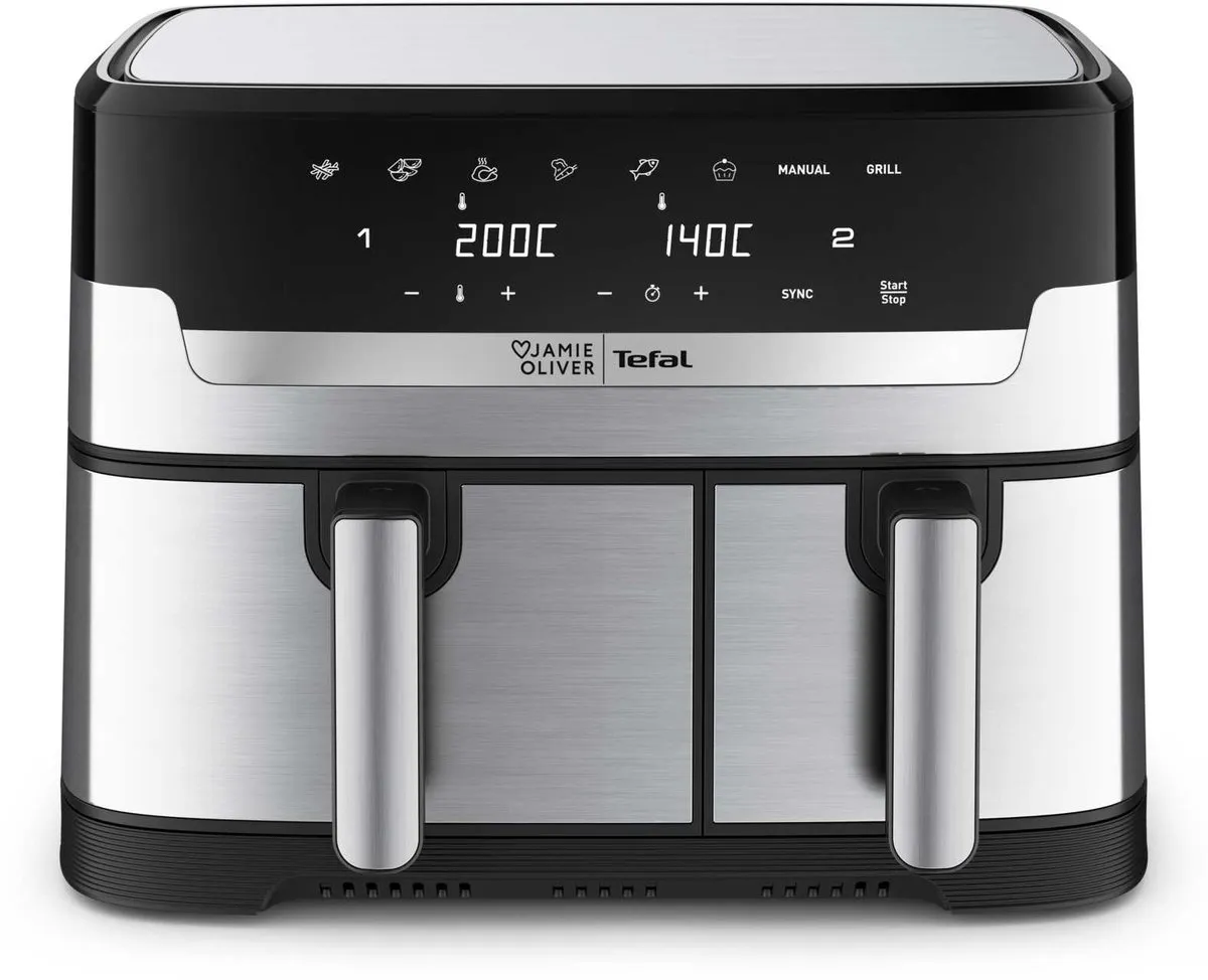 Tefal Jamie Oliver EY90JDE1 Dubbele Airfryer 2700W - Roestvrijstaal