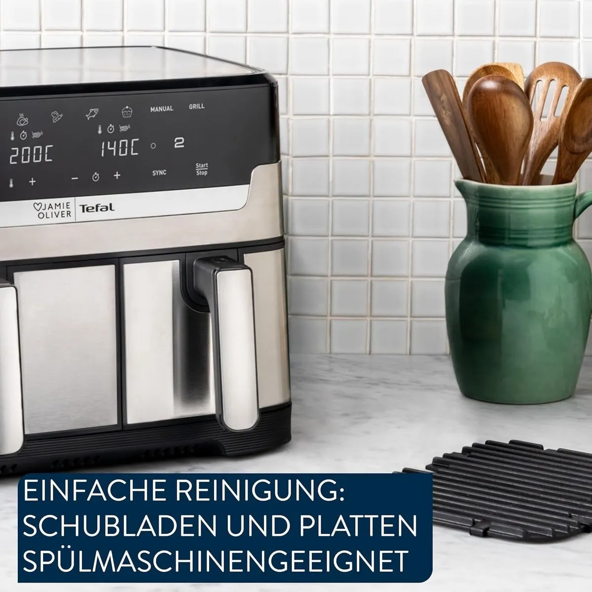 Tefal Jamie Oliver EY90JDE1 Dubbele Airfryer 2700W - Roestvrijstaal