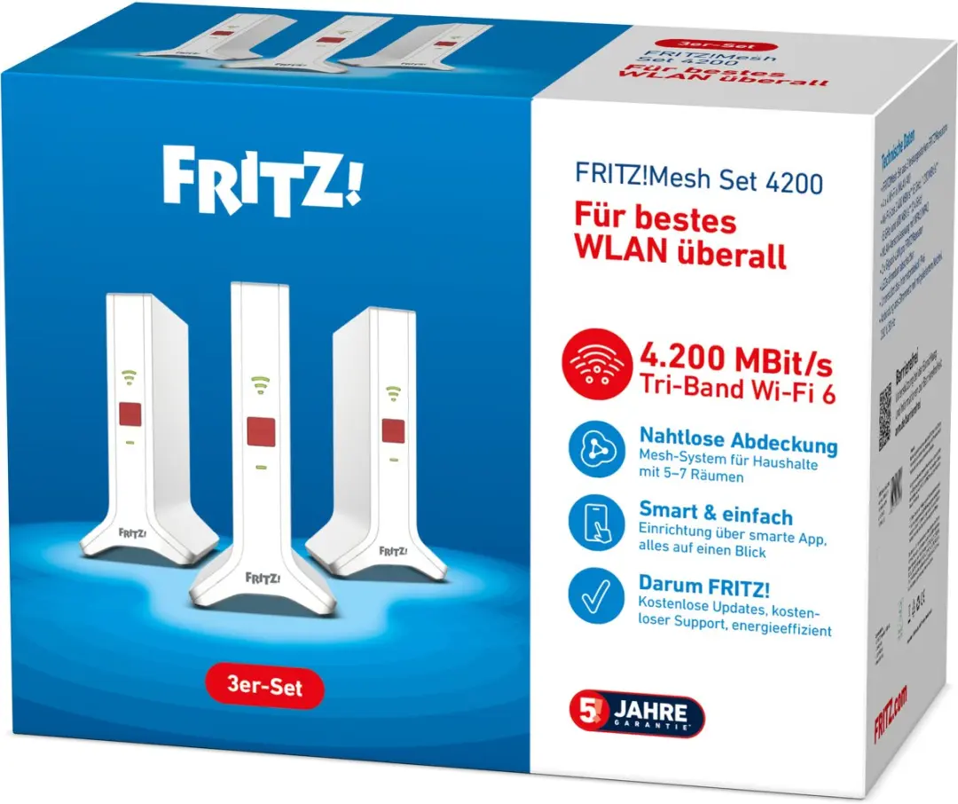 FRITZ! Mesh WiFi Set 4200 Tri-band WiFi 6 - 3 Stuks - afbeelding 6 van 6