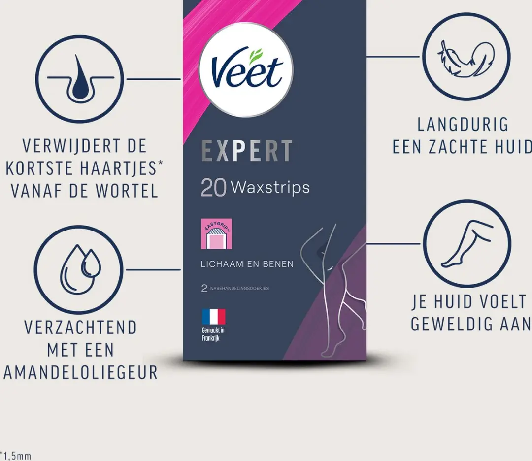 Veet Expert Ontharingsstrips Lichaam & Benen - 20 Stuks