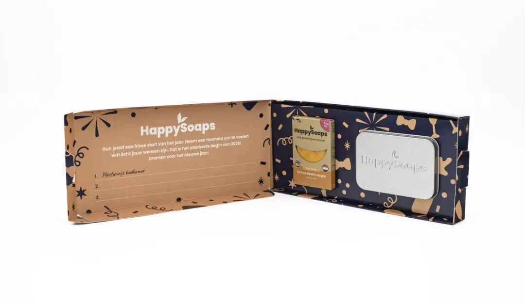 HappySoaps Nieuwjaarscadeau Giftbox Body Wash Bar + Reisblikje - 2 Stuks