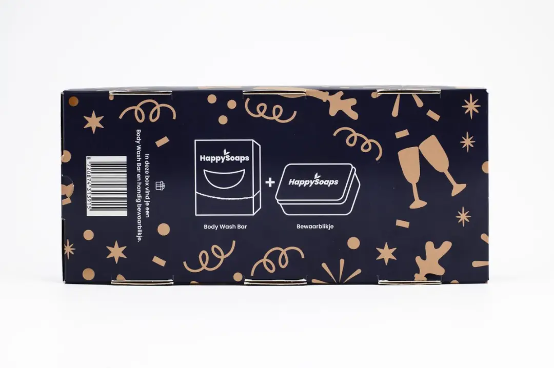 HappySoaps Nieuwjaarscadeau Giftbox Body Wash Bar + Reisblikje - 2 Stuks