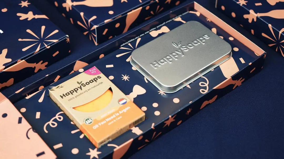HappySoaps Nieuwjaarscadeau Giftbox Body Wash Bar + Reisblikje - 2 Stuks
