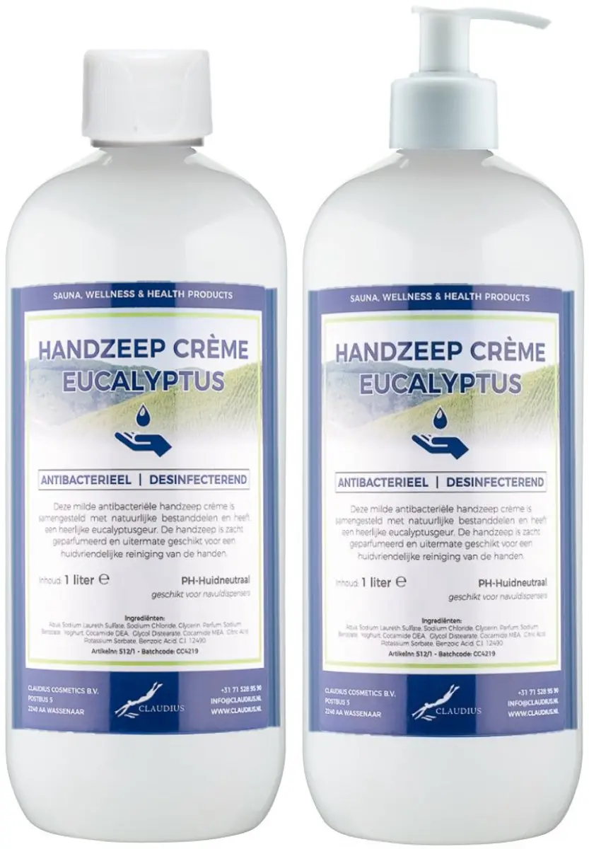 Splashbox Cosmetics Handzeep Crème Eucalyptus 1L - 2 Stuks