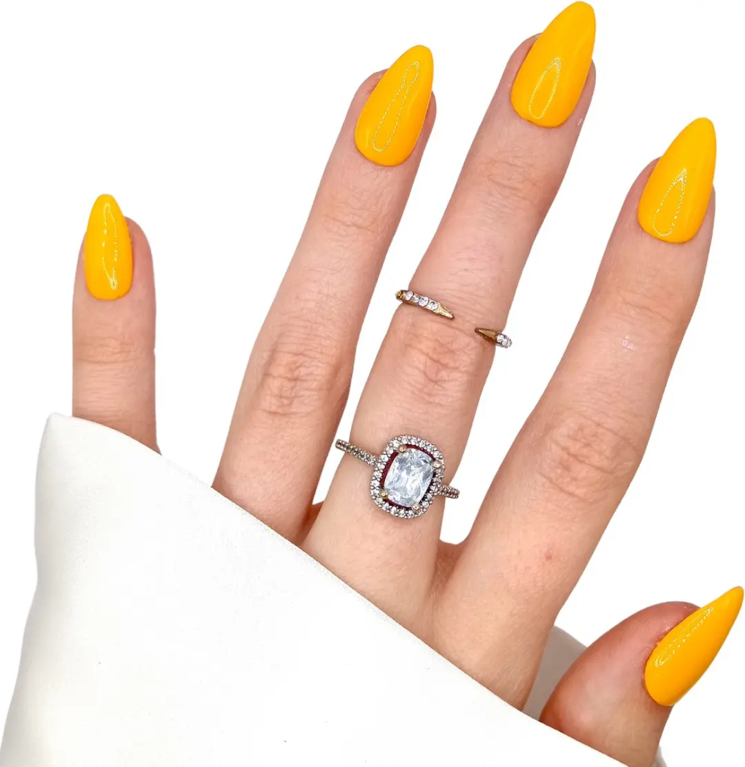 SD Press on Nails B-101 Stiletto Nagels - 20 Stuks - Fel Geel