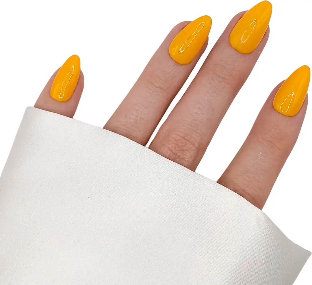 SD Press on Nails B-101 Stiletto Nagels - 20 Stuks - Fel Geel
