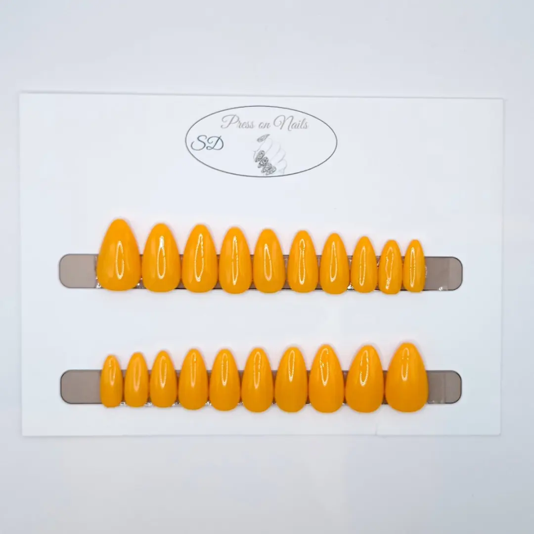 SD Press on Nails B-101 Stiletto Nagels - 20 Stuks - Fel Geel - afbeelding 6 van 6