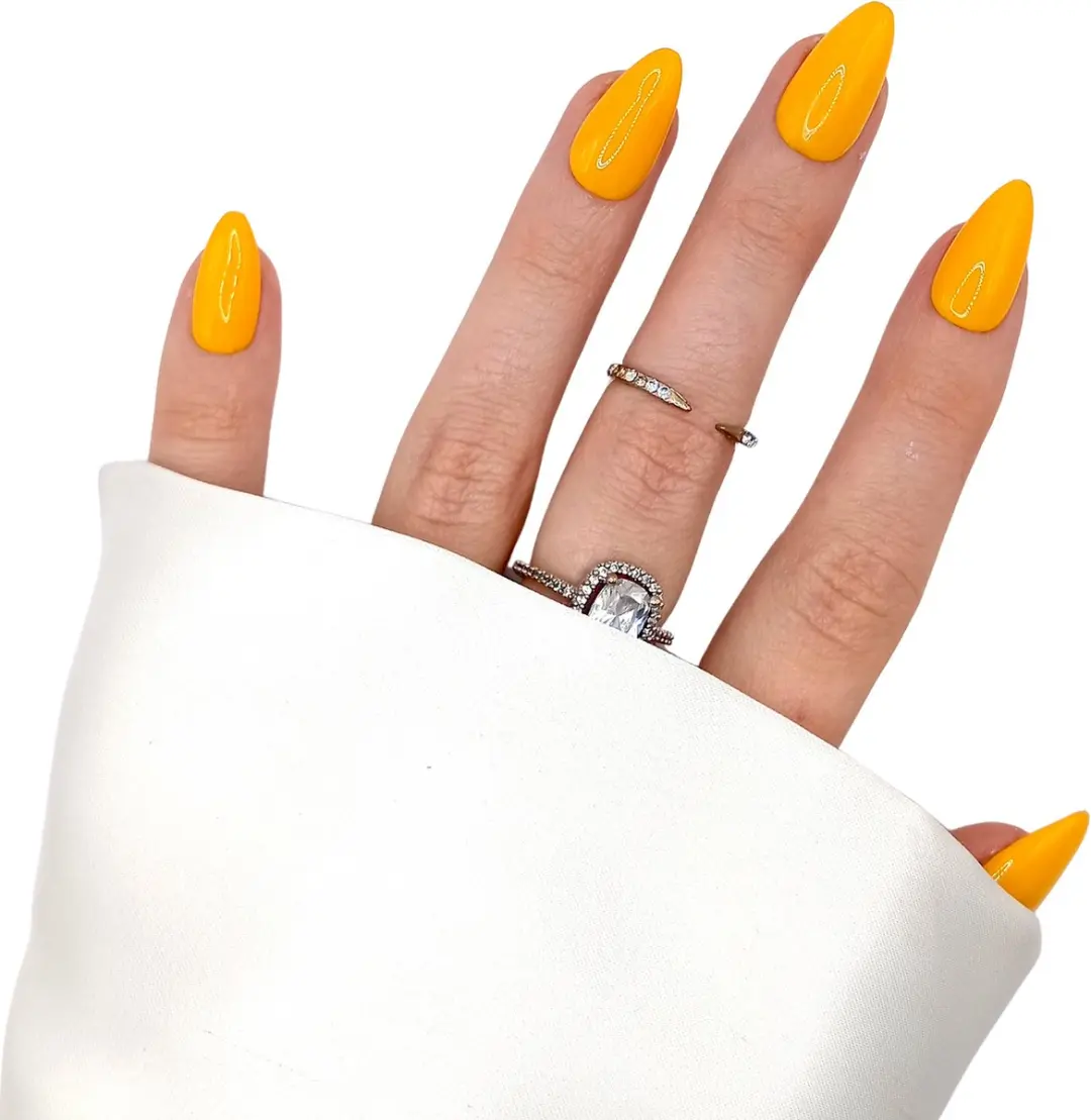 SD Press on Nails B-101 Stiletto Nagels - 20 Stuks - Fel Geel