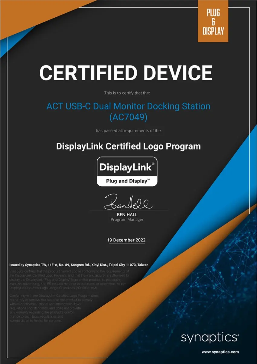 ACT AC7049 USB-C Docking Station - 2x HDMI - Zwart