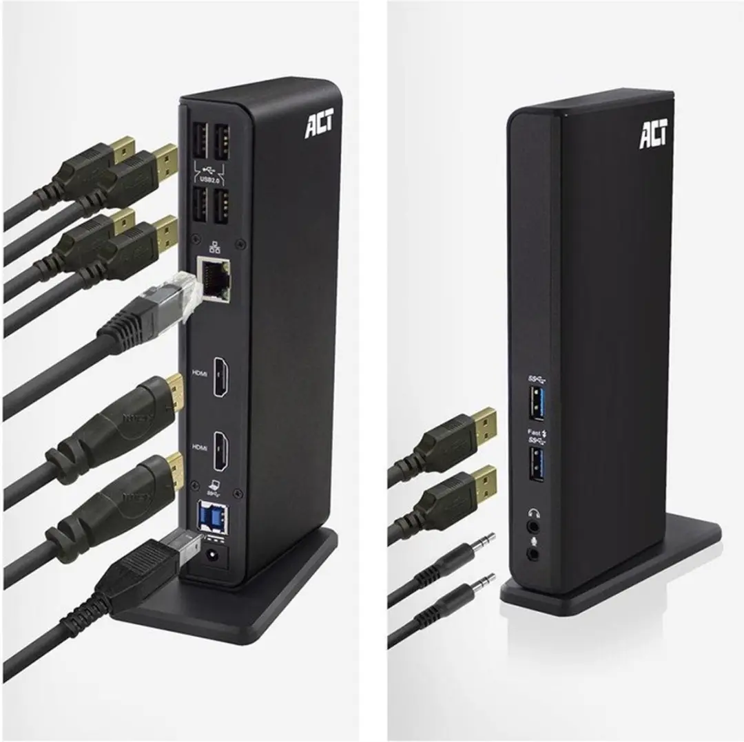 ACT AC7049 USB-C Docking Station - 2x HDMI - Zwart