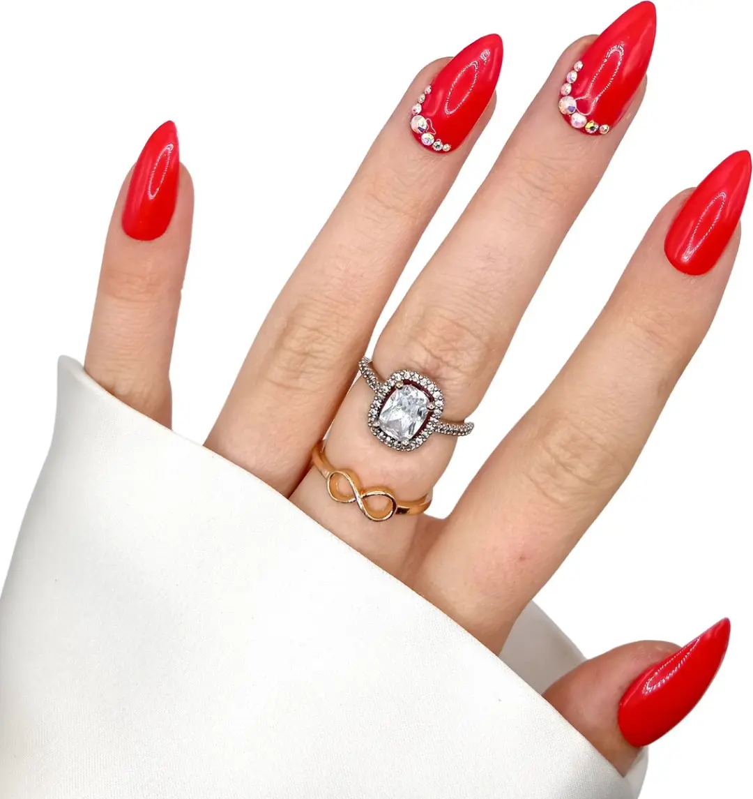 SD Press on Nails No. 160 Enamorada Plaknagels Rood - Medium Stiletto - 20 Stuks