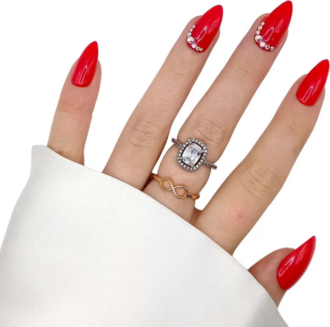 SD Press on Nails No. 160 Enamorada Plaknagels Rood - Medium Stiletto - 20 Stuks