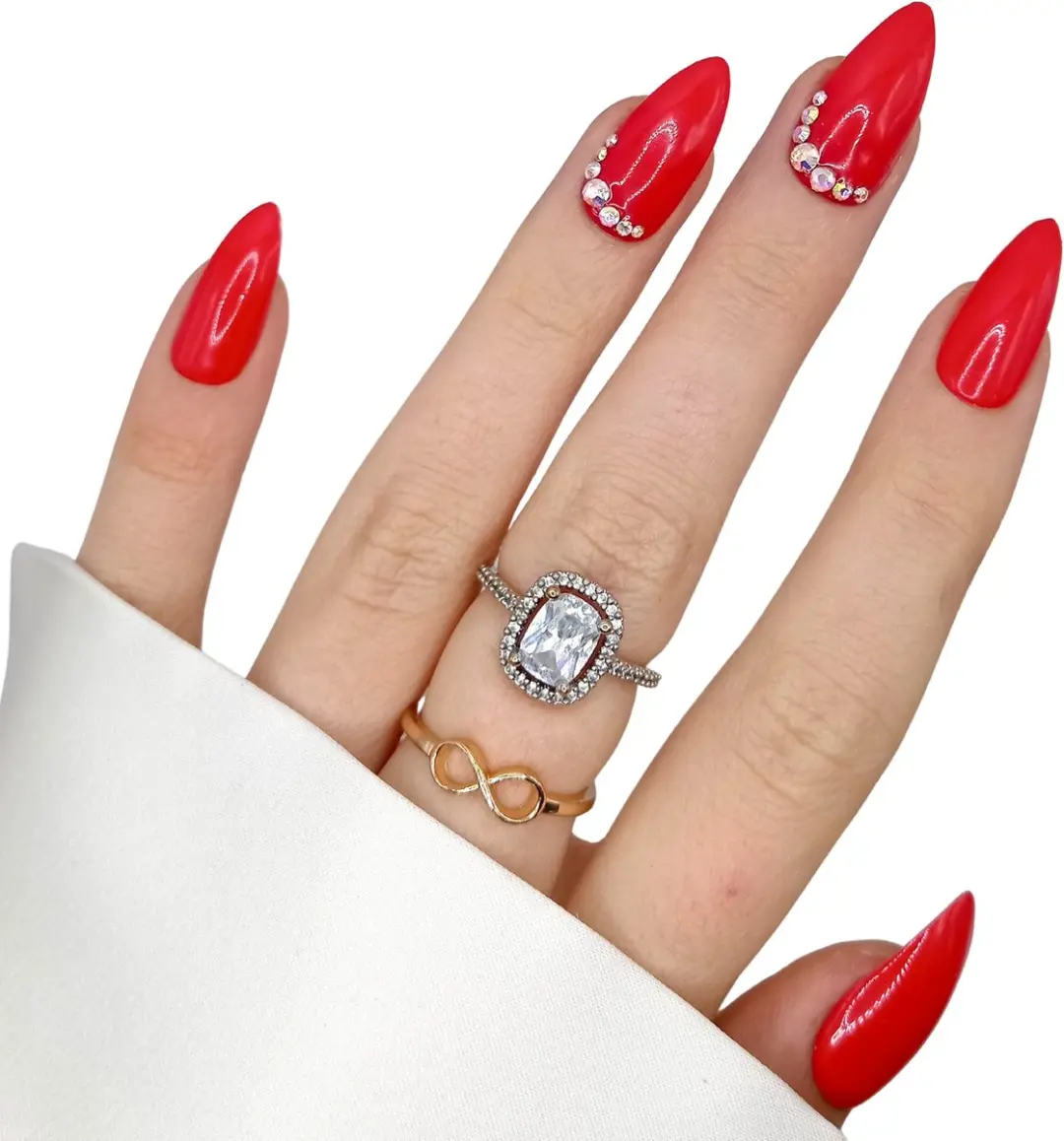 SD Press on Nails No. 160 Enamorada Plaknagels Rood - Medium Stiletto - 20 Stuks