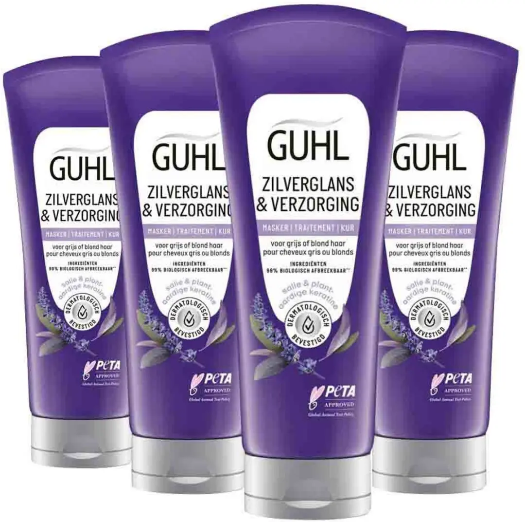 Guhl Zilverglans & Verzorging Anti-Geel Haarmasker 4x200ml