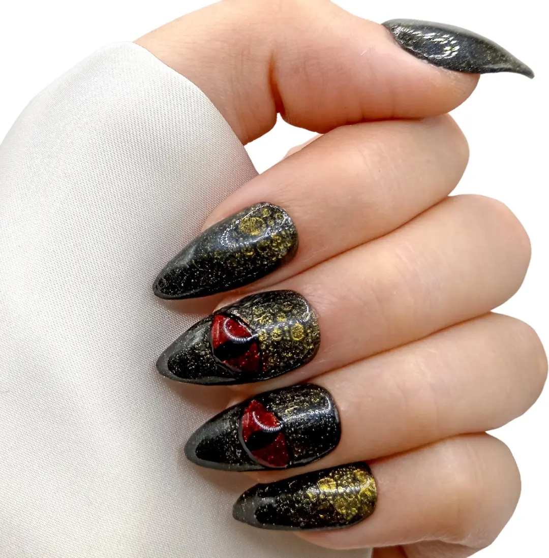 SD Press on Nails Dragoon Nagelset - 20 Stuks - Medium Stiletto - Dragon