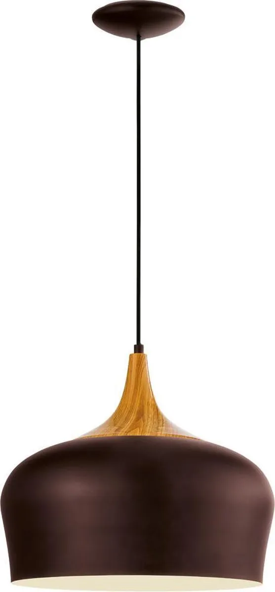 Eglo Obregon Hanglamp - 1 Licht - Ø350mm - Bruin/Creme/Eik