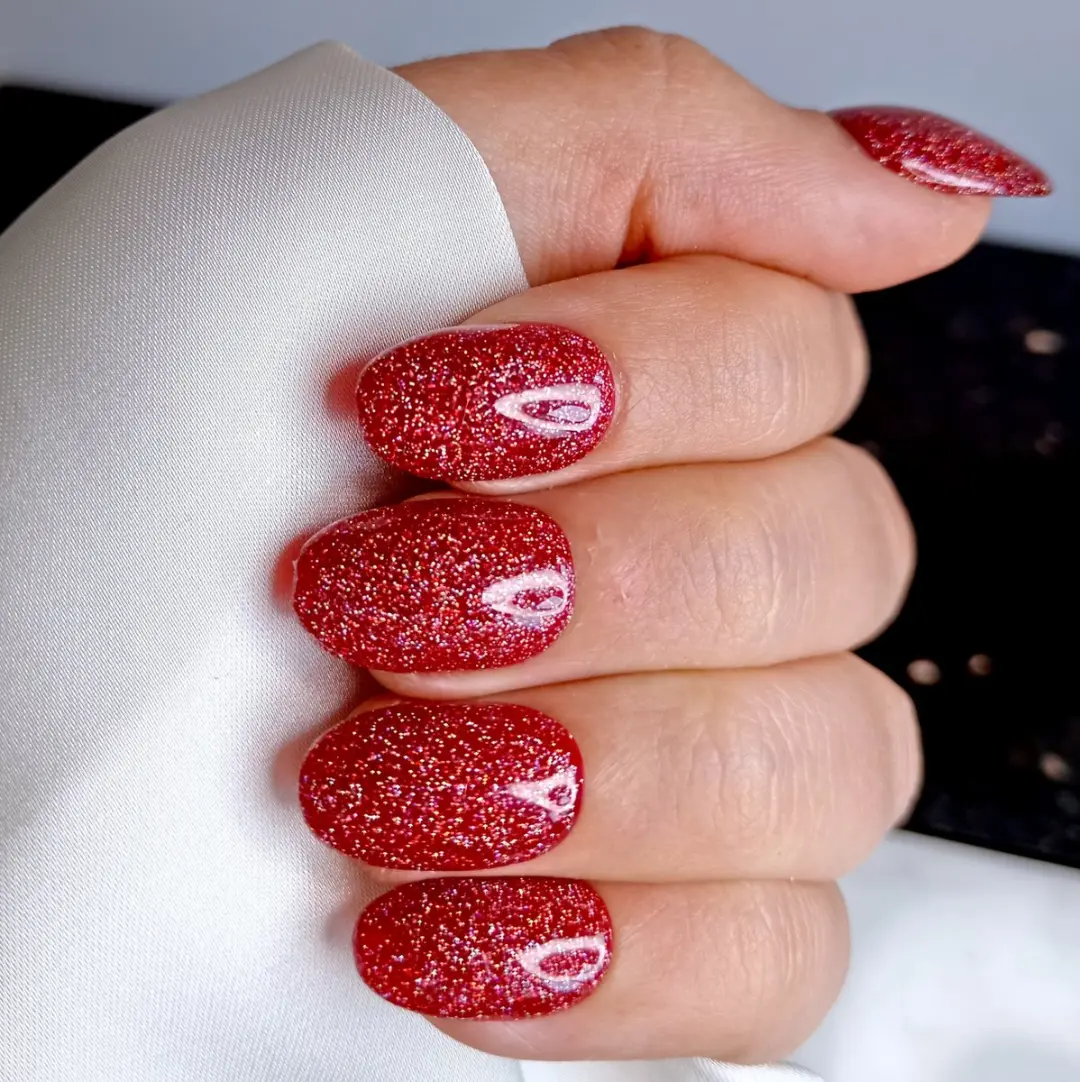 SD Press on Nails B-63 Plaknagels - Rood Glitter - 20 Stuks