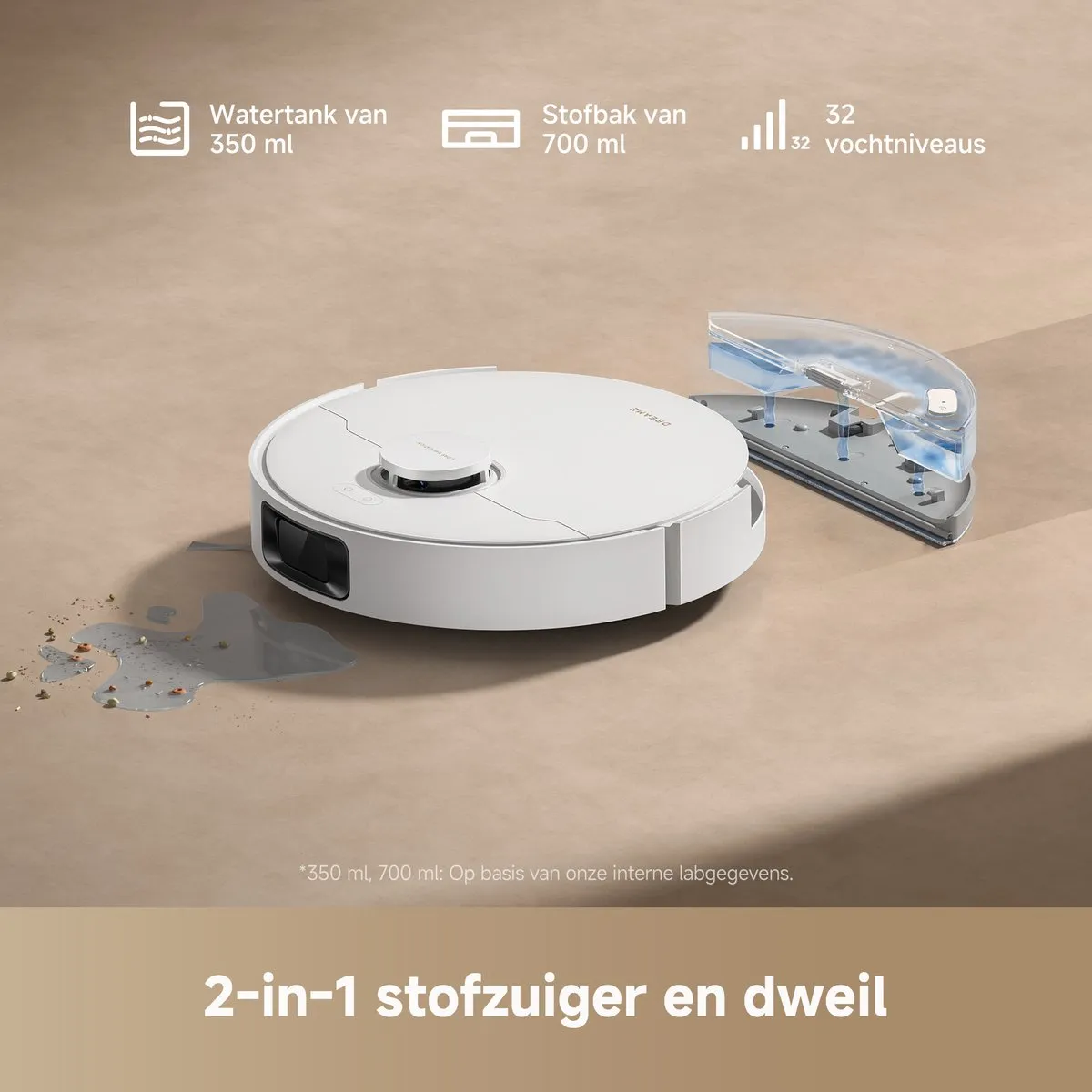 Dreame D20 Robotstofzuiger met Dweilfunctie - 13.000 Pa - Wit