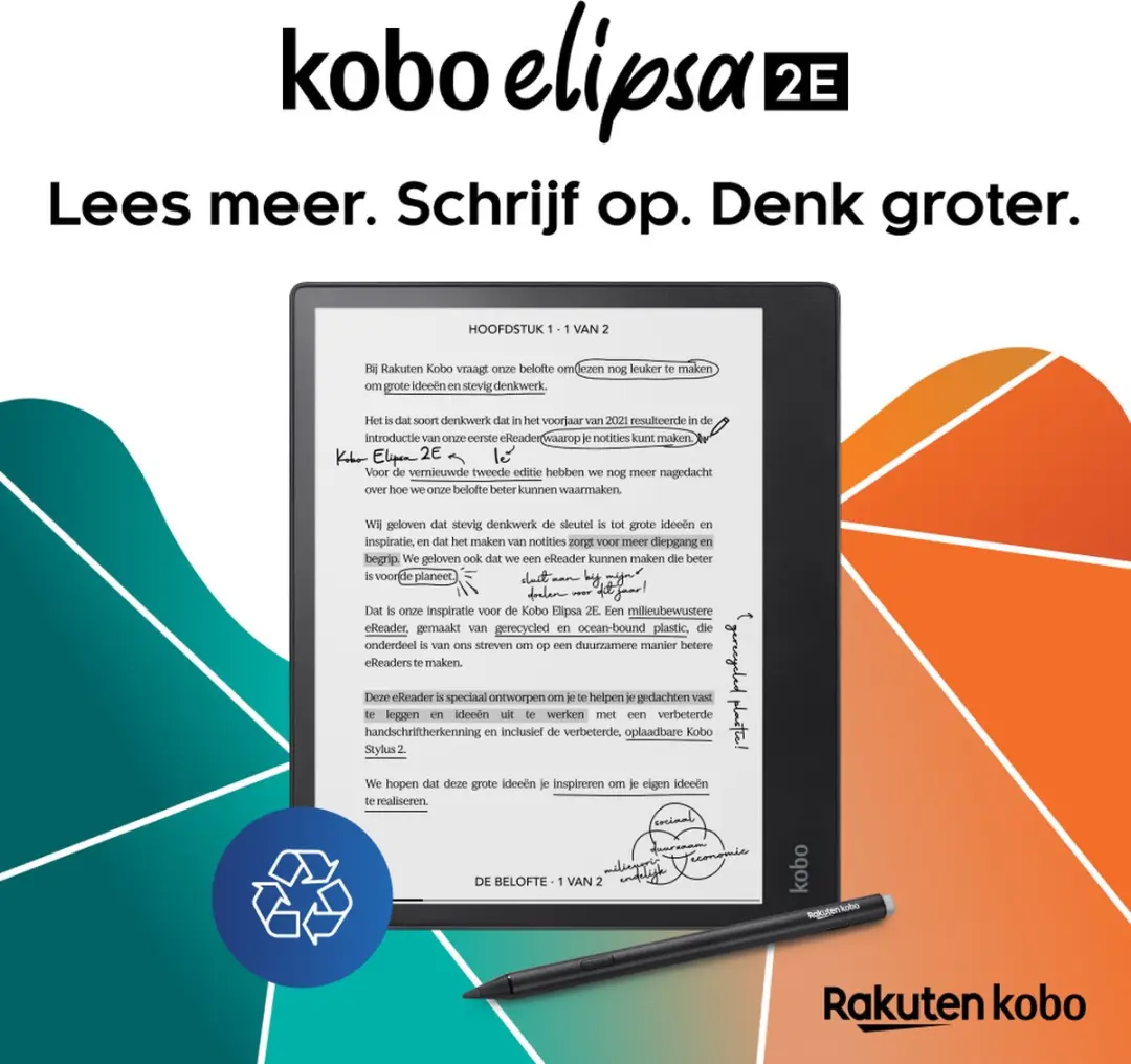 Kobo Elipsa 2E N605-KU-BK-K-BU E-reader - 10,3" - 32GB - Zwart