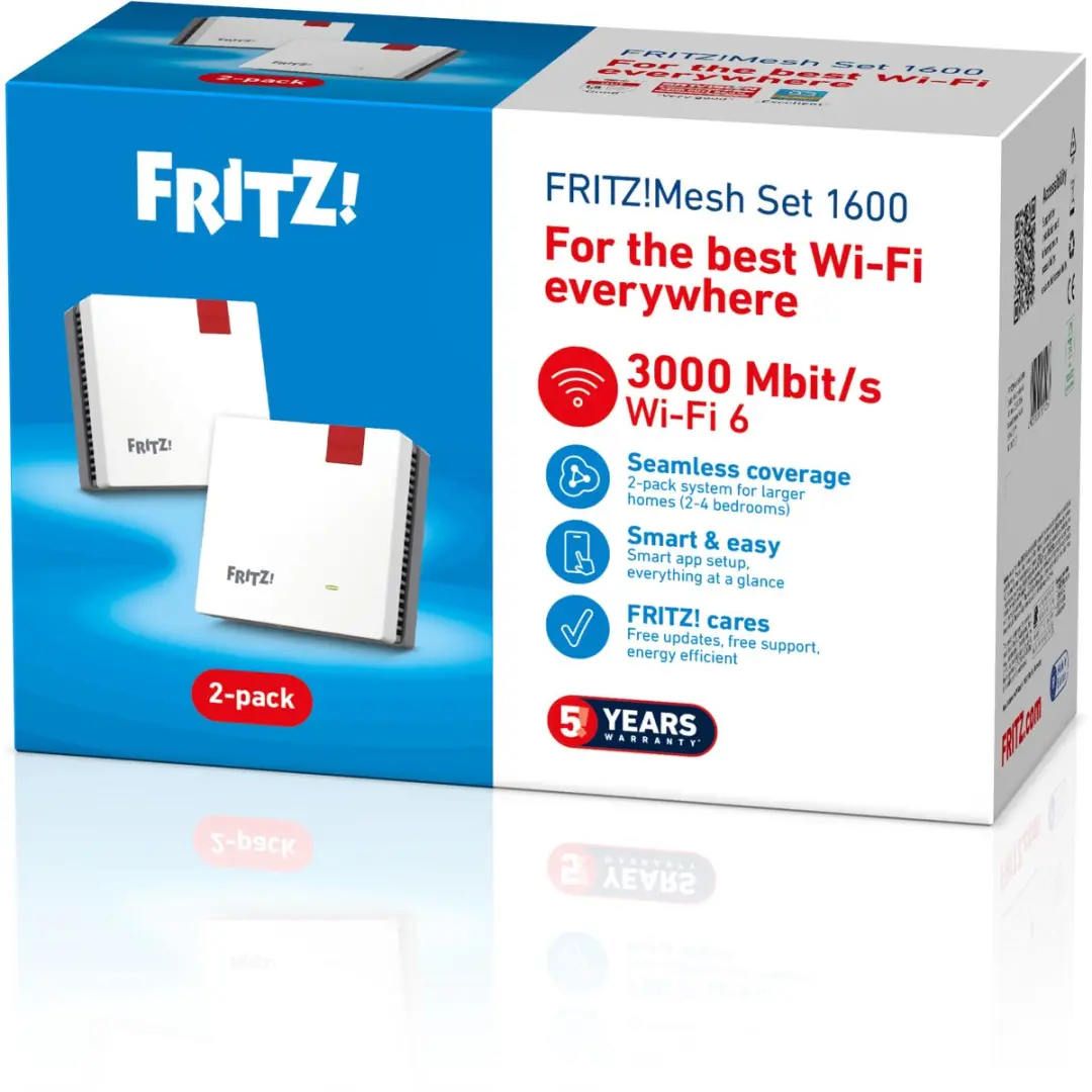 FRITZ! Mesh WiFi Set 1600 - 3 Stuks - WiFi 6 Repeater - 3000 Mbps - afbeelding 6 van 6