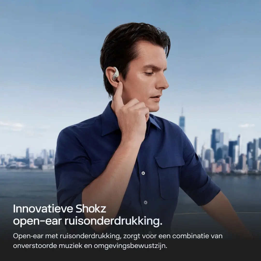 Shokz OpenFit Pro T010-ST-WT Draadloze Oortjes - Adaptieve Ruisonderdrukking - 50 Uur - Wit
