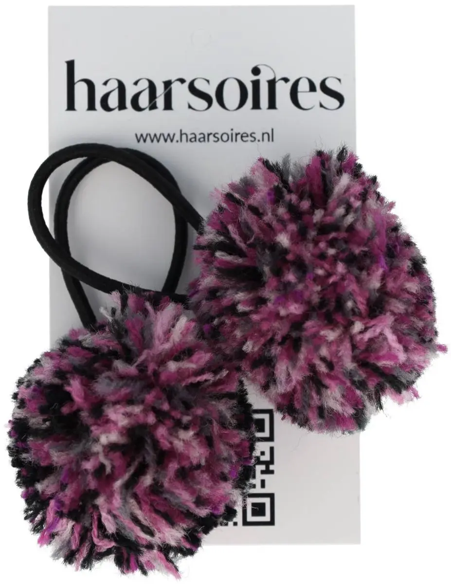 Haarsoires Pompom Elastiekjes 4cm - Multicolor - 2 Stuks