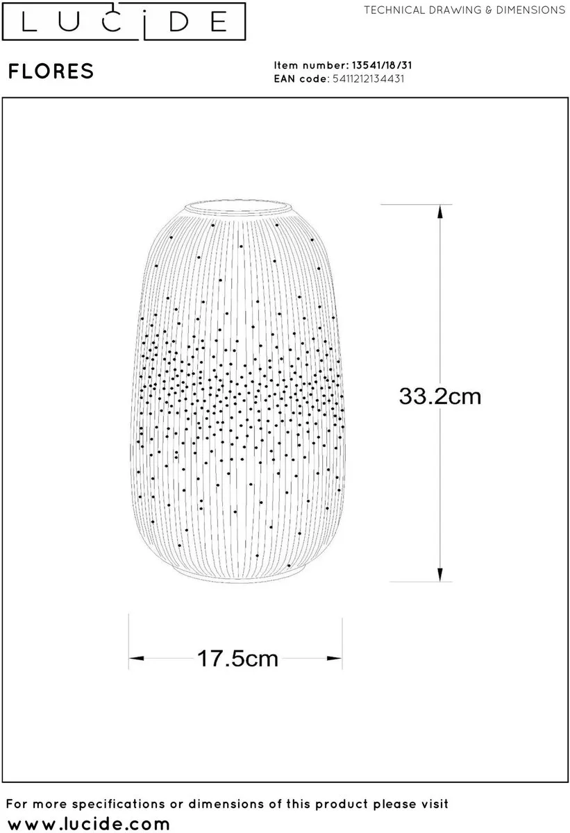 Lucide FLORES Tafellamp Ø17,5cm - 1xE14 - Wit