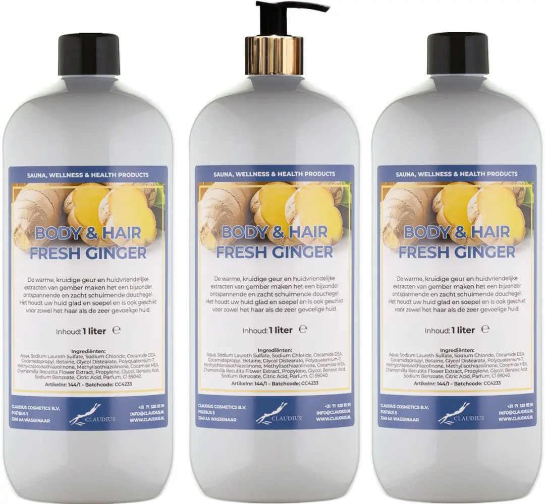 Splashbox Cosmetics Body & Hair Fresh Ginger 1L - 5 Stuks