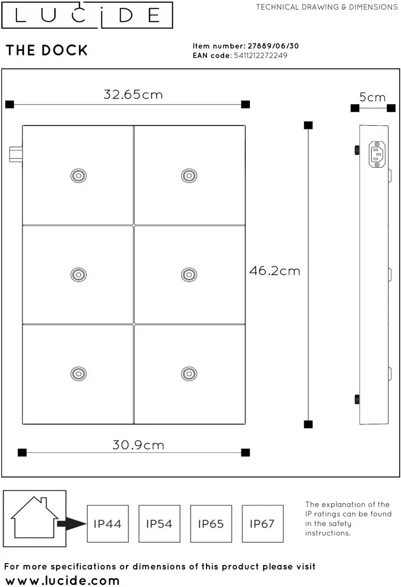 Lucide The Dock Draadloos Oplaadstation - Max. 6 Lampen - Zwart