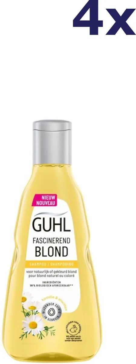 Guhl Shampoo Blond Glans & Verzorging 4x250ml