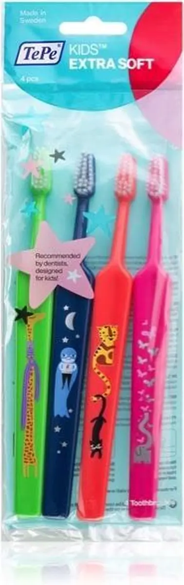 TePe Kids Extra Soft Tandenborstel - 4 Stuks
