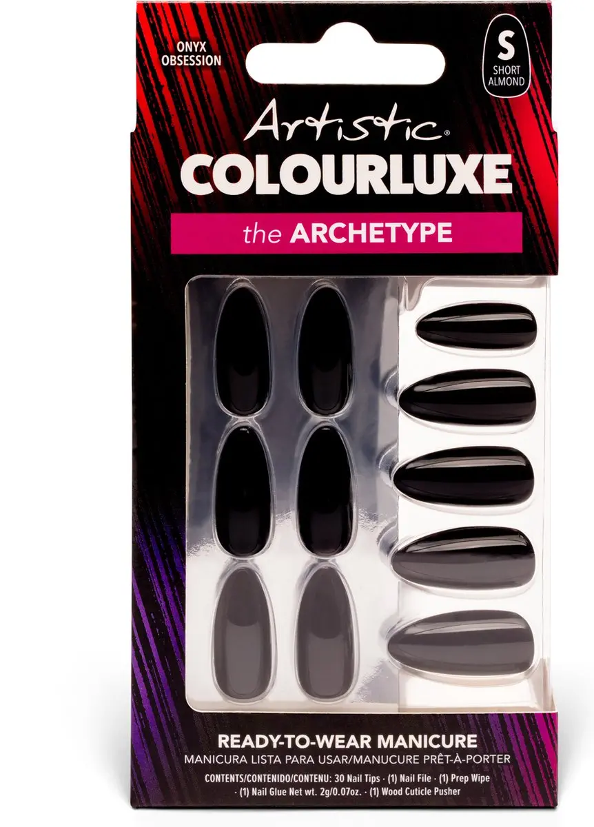 Artistic Nail Design Colourluxe Press On Tips Onyx Obsession - Short Almond