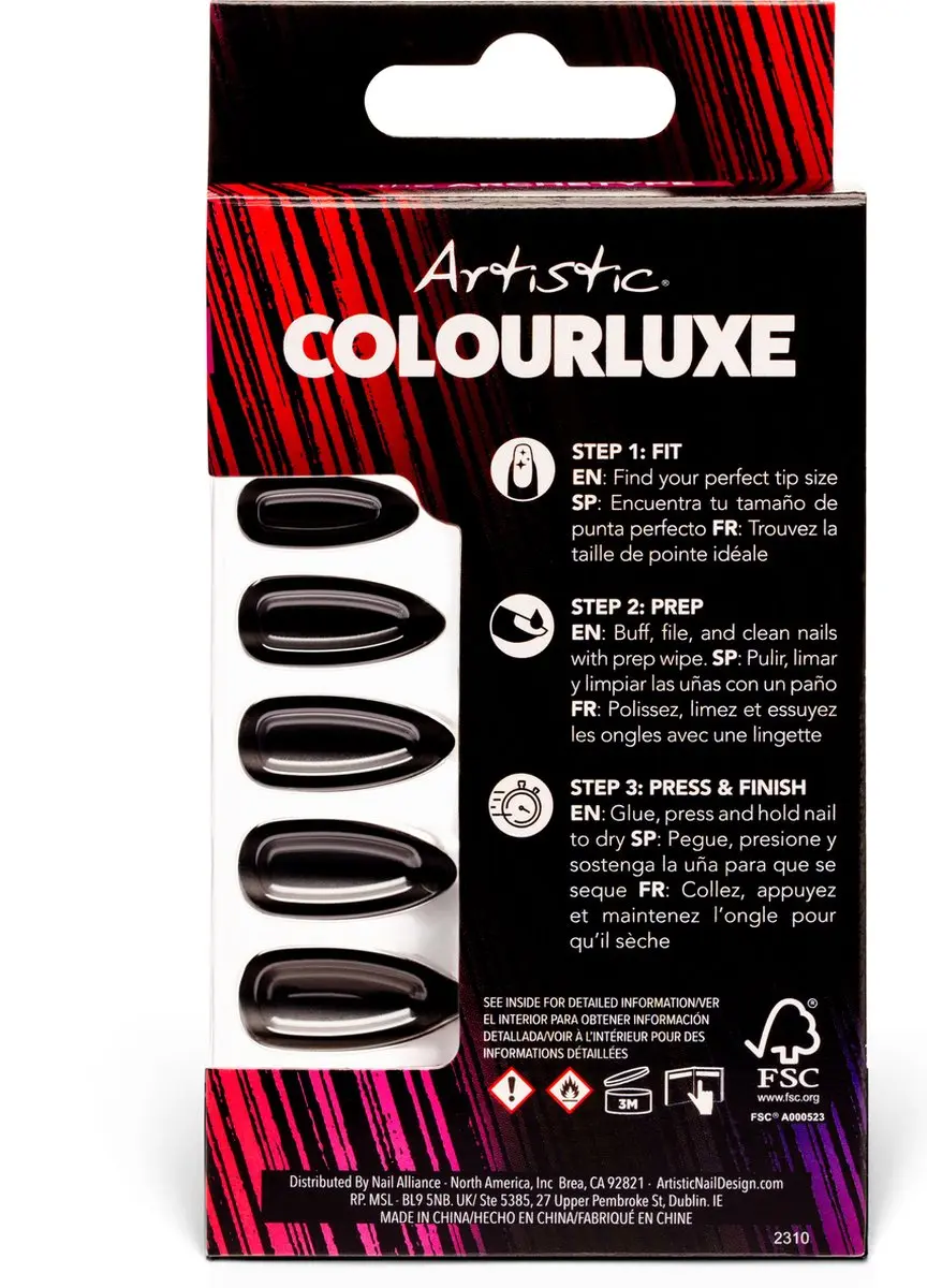 Artistic Nail Design Colourluxe Press On Tips Onyx Obsession - Short Almond