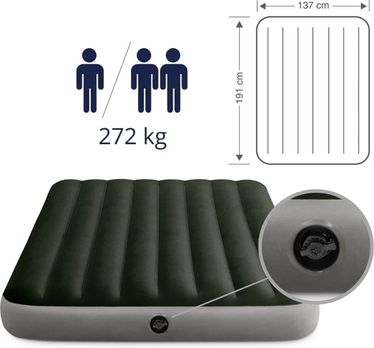Intex Prestige Downy Luchtbed Twijfelaar 191x137x25cm - Groen