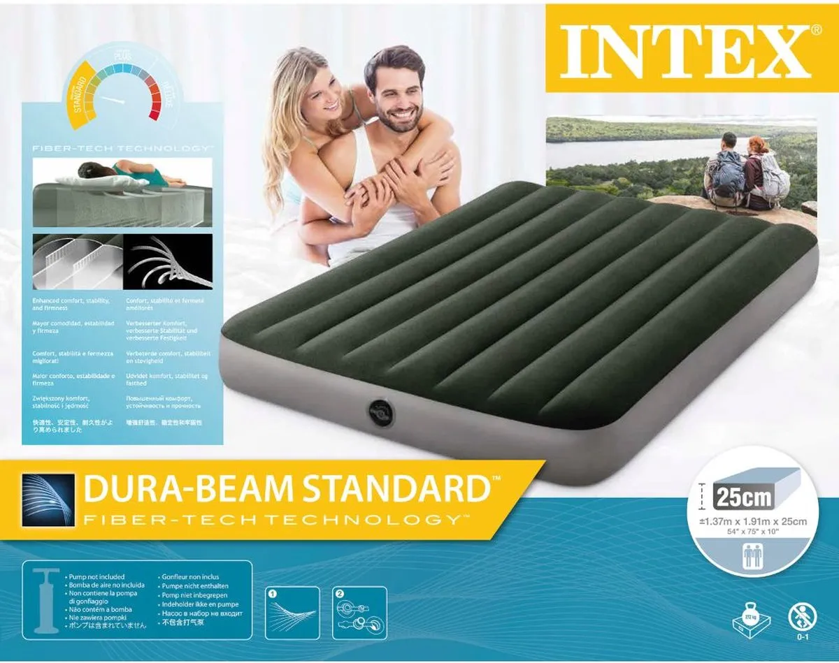 Intex Prestige Downy Luchtbed Twijfelaar 191x137x25cm - Groen