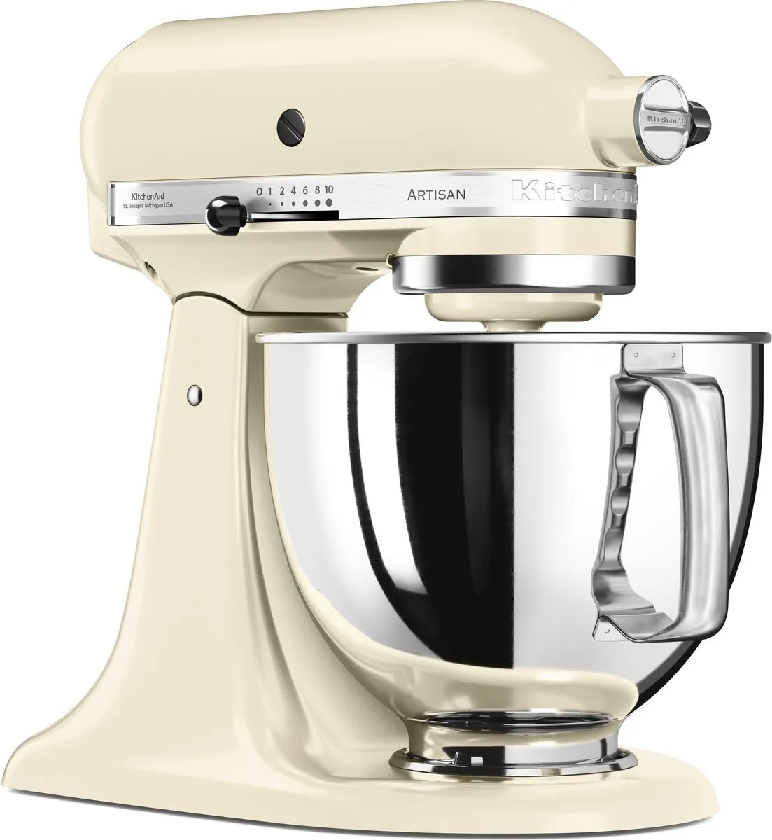 KitchenAid Artisan 5KSM125EAC Keukenmachine 4,8L - Amandel wit - 3 menghaken
