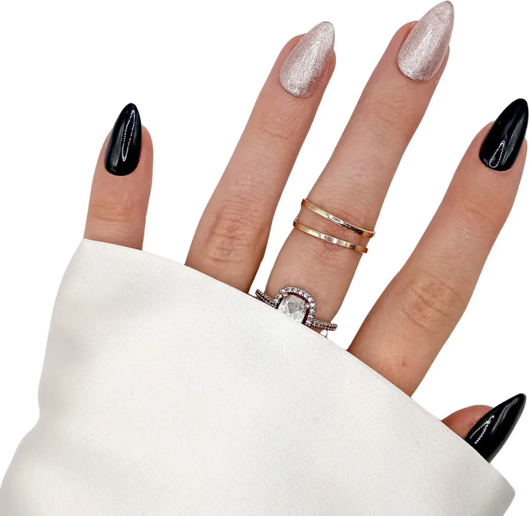 SD Press on Nails B-173 Plaknagels - 20 Stuks - Zwart & Goud