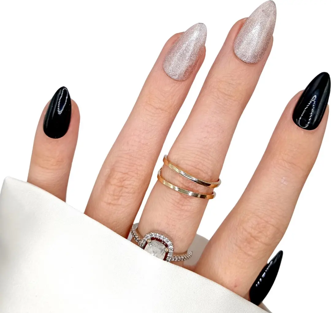 SD Press on Nails B-173 Plaknagels - 20 Stuks - Zwart & Goud