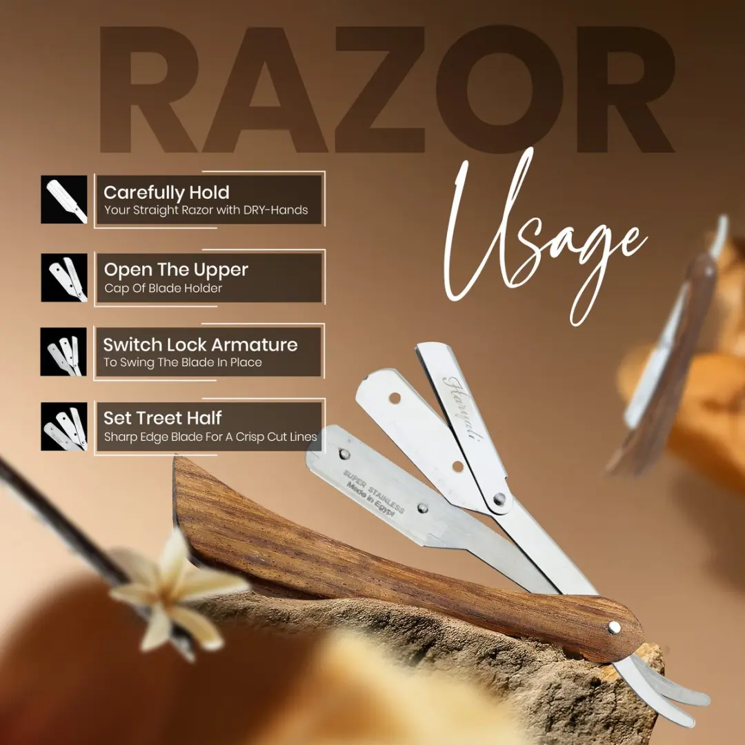 Haryali London Cutthroat Razor - Natuurlijk rozenhout