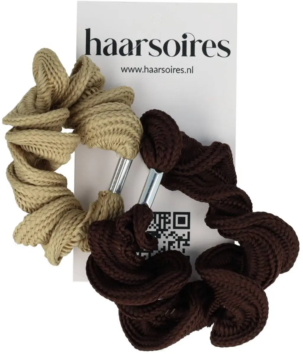 Haarsoires Haarelastieken Basic - Gedraaid - Bruin - 2 Stuks