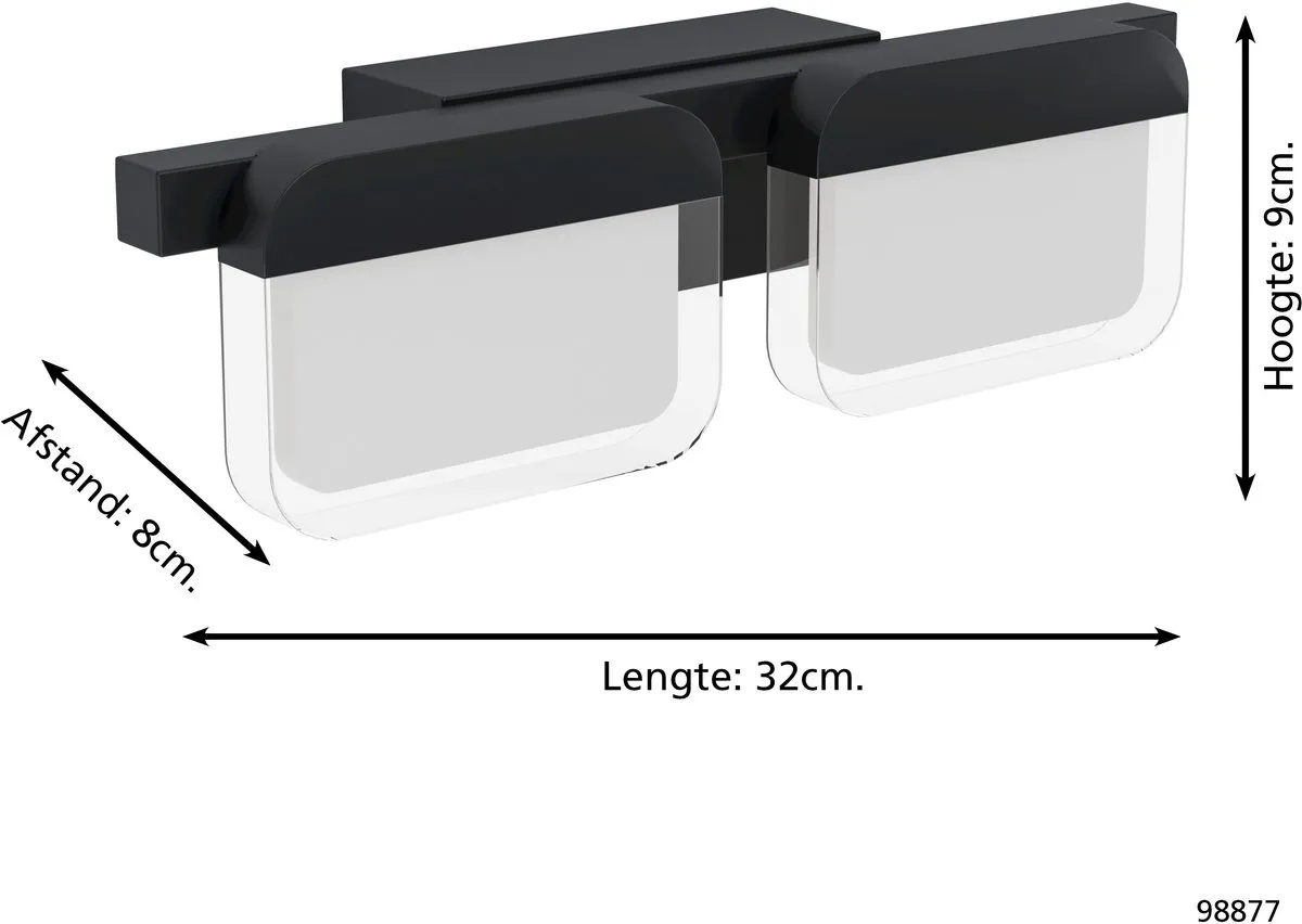Eglo Ervidel Wandlamp 2x32cm - Zwart