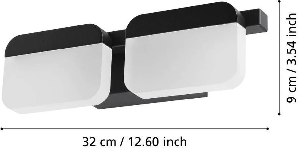 Eglo Ervidel Wandlamp 2x32cm - Zwart