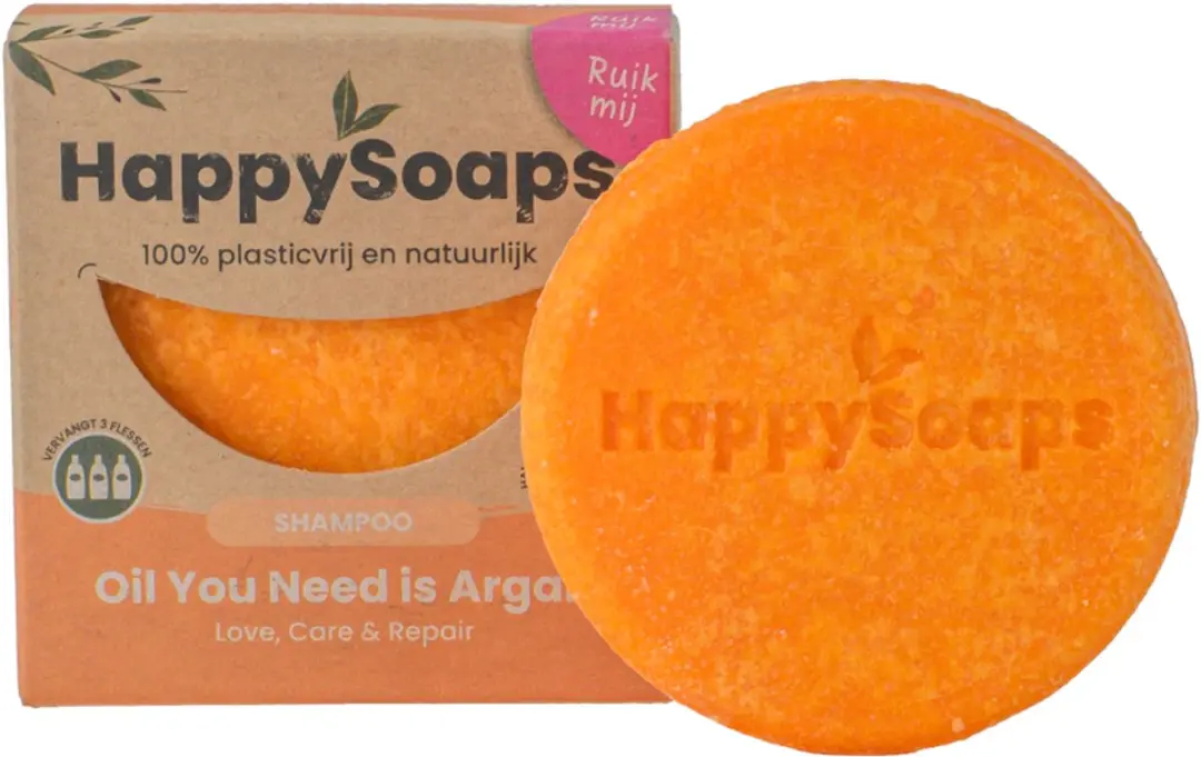 HappySoaps Oil You Need Argan Shampoo Giftset - Shampoo Bar & Barhouder - 2 Stuks