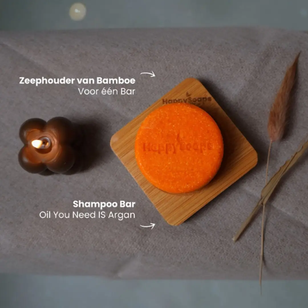 HappySoaps Oil You Need Argan Shampoo Giftset - Shampoo Bar & Barhouder - 2 Stuks