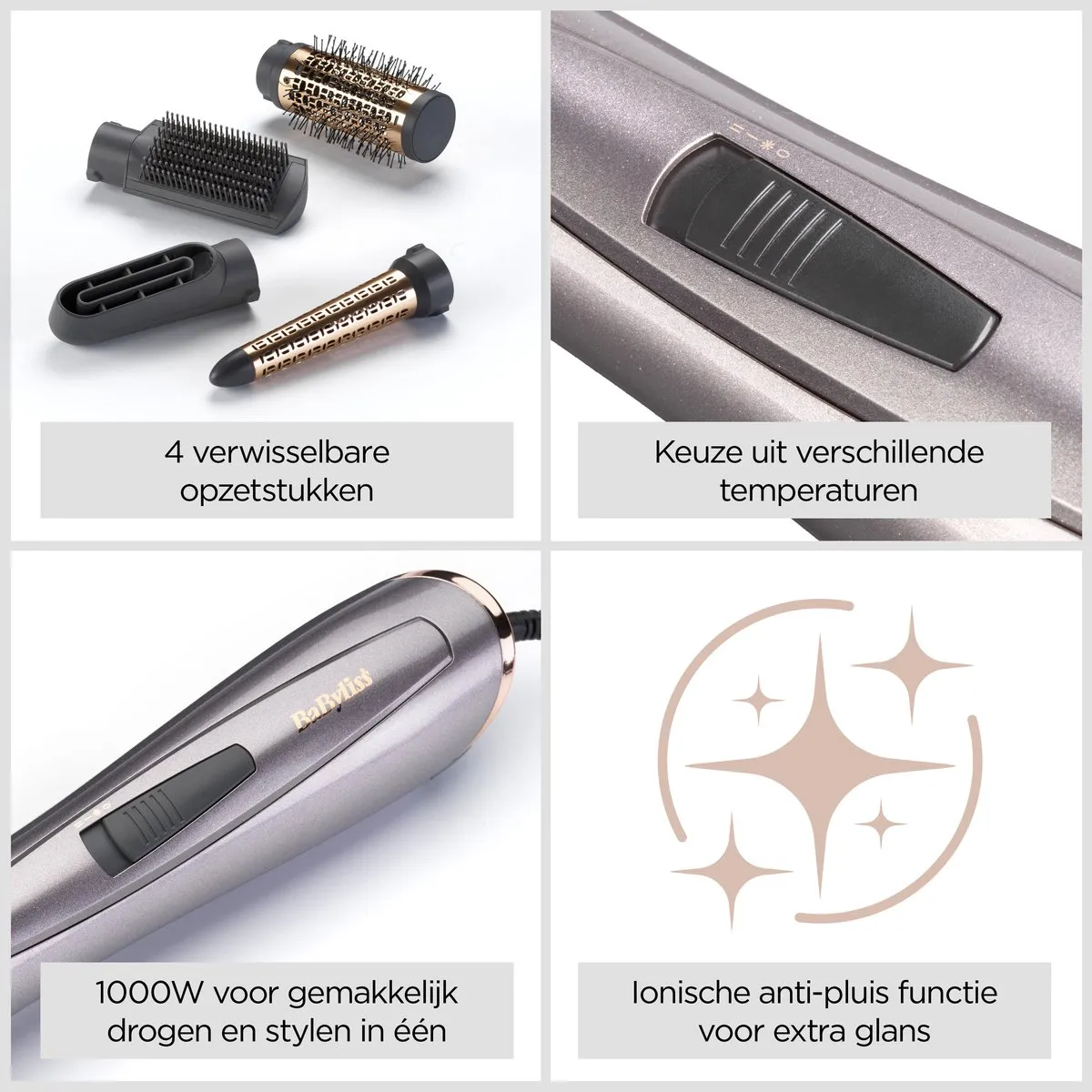 Babyliss Air Style 1000 AS136E Multistyler - 1000W - Grijs/Rosé goud