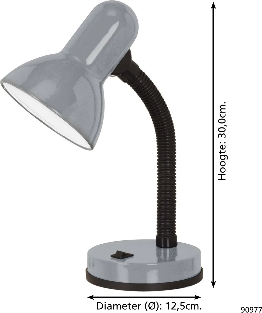 Eglo Basic 1 Tafellamp E27 - 30cm - Zilver/Grijs