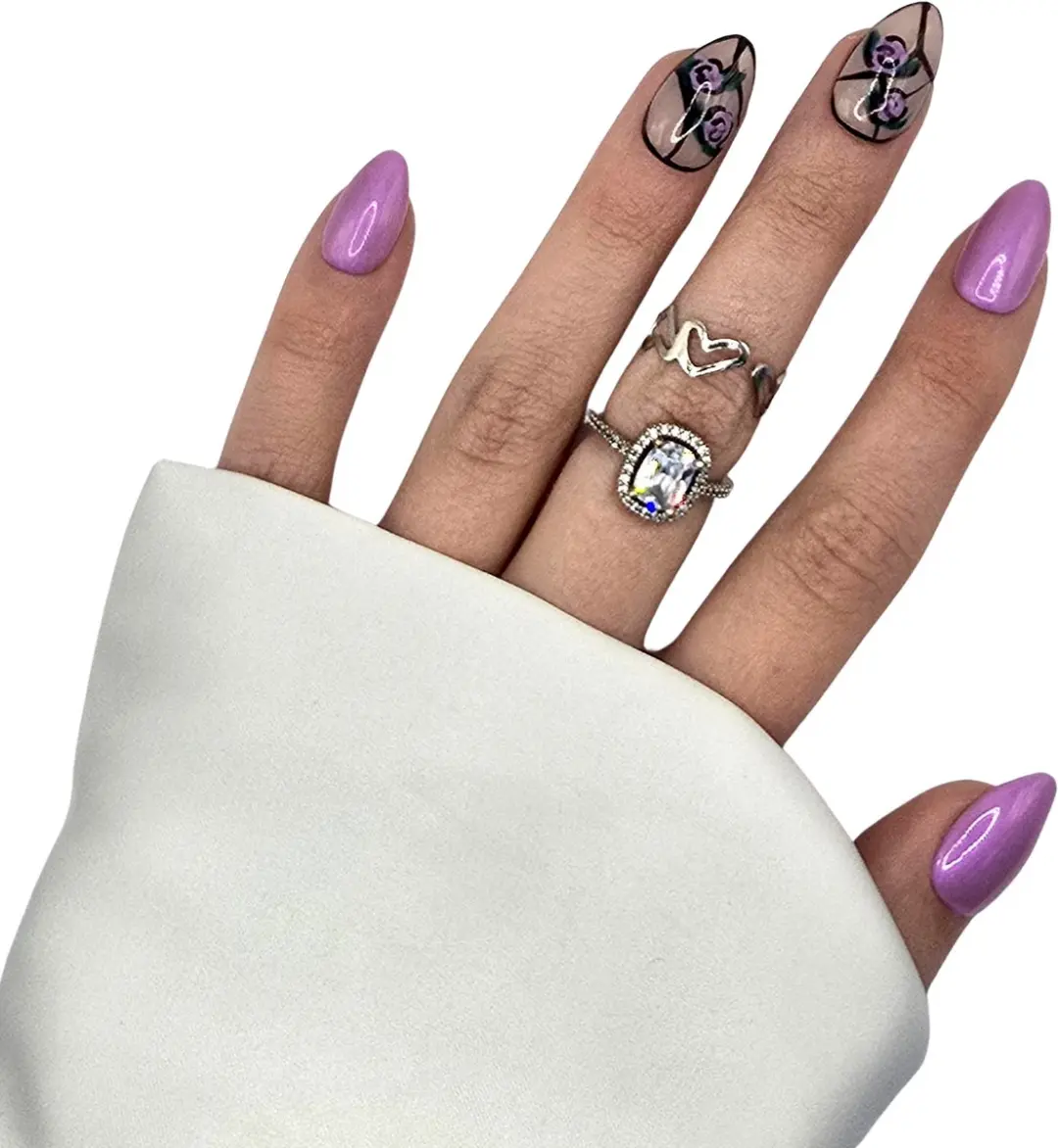 SD Press on Nails No. 46 Rose Colored Glasses Nagelset - Medium Almond - 20 Stuks
